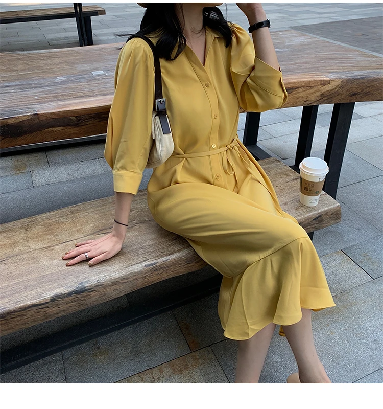 

Summer 2021 New Women Shirt Dress Lace Up Ladies Casual Dresses Vestidos