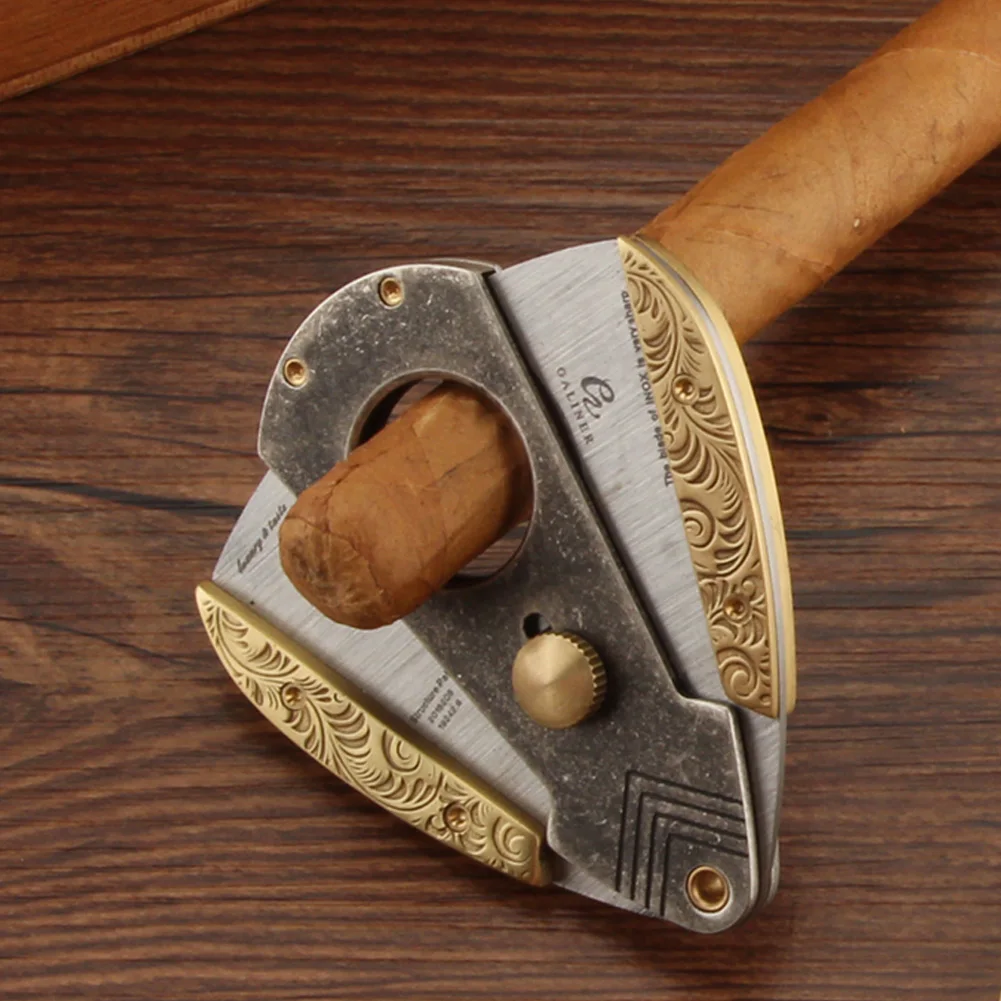 

Galiner Cigar Cutter Accessories Carving Retro Guillotine Sharp Blade Knife Cigar Scissors Leather Case Cutting Cool Gadgets