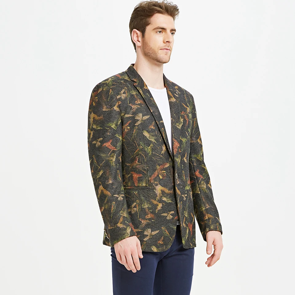 Легкая в уходе износостойкая модная мужская куртка с 3D принтом птиц качественный