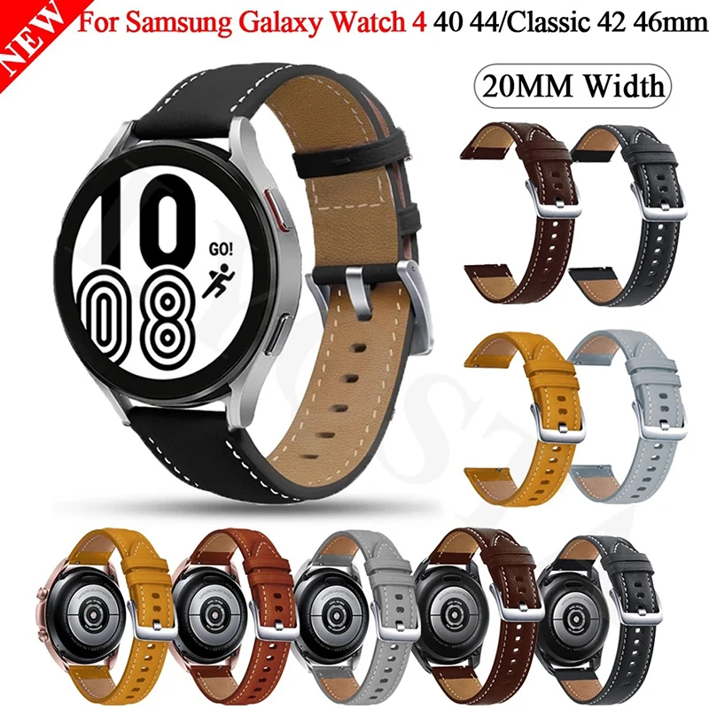 20mm Watch Strap for Samsung Watch 4/5 40/44mm 45mm pro Bracelet for Samsung Galaxy Watch 4 Classic 42mm 46 leather Watch4 Bands