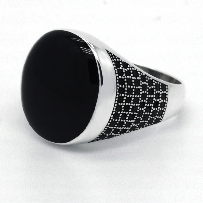 Мужское и женское кольцо из серебра 925 пробы с черной эмалью | Украшения