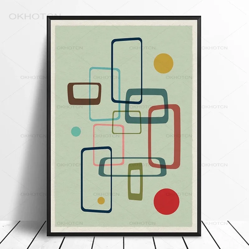 

Абстрактная живопись в минималистском стиле из плотной ткани с геометрическим рисунком живопись Ретро художественные плакаты и принты Спа...