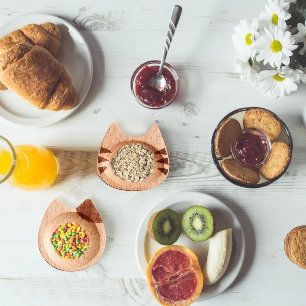 Деревянная тарелка для соуса японская в форме кошки миска домашней кухни мини