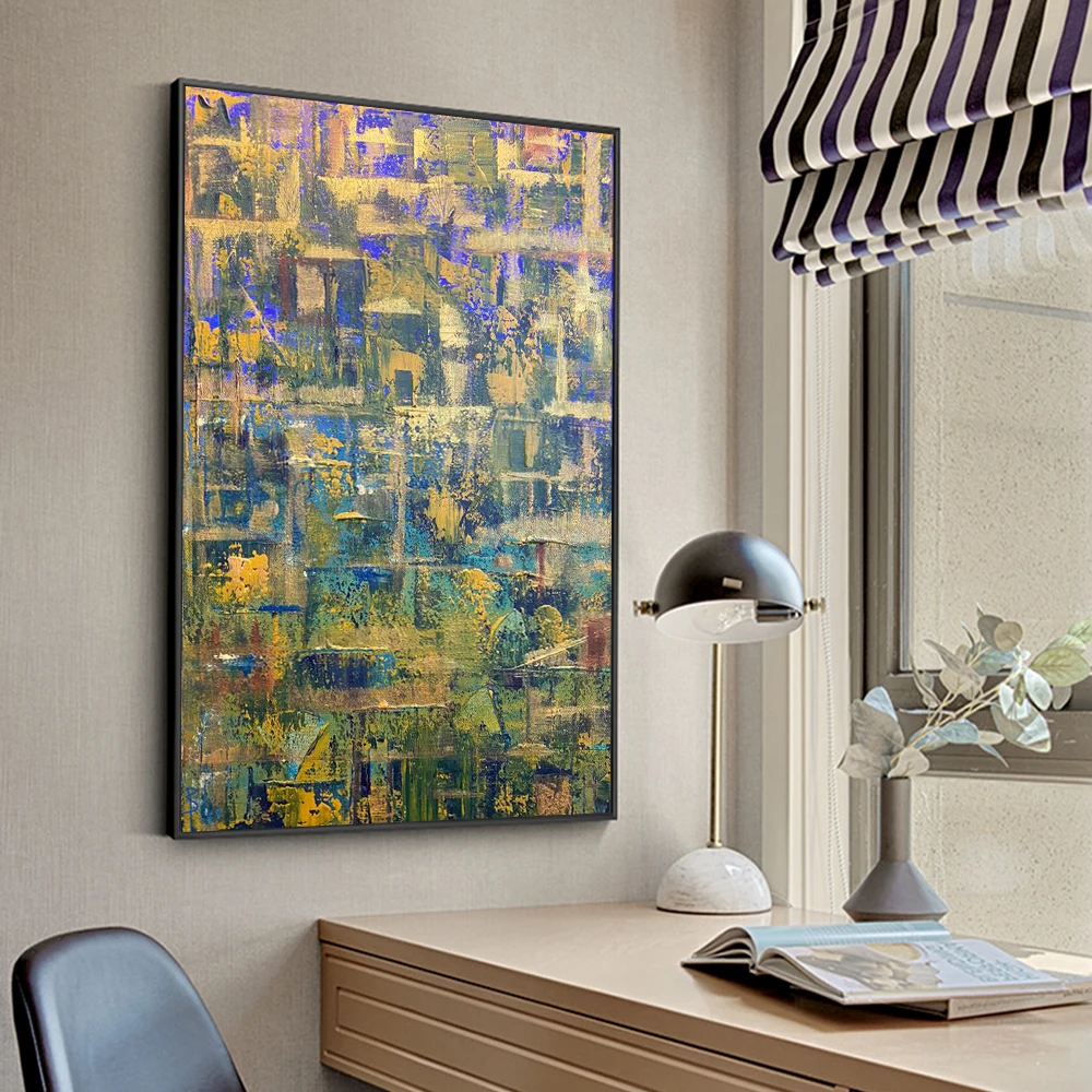 Скандинавская абстрактная живопись минималистичный декор синий цвет настенный