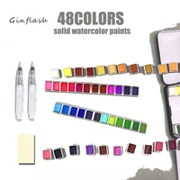 48colors solid pigment watercolor paints set with water color portable brush pen professional painting art supplies