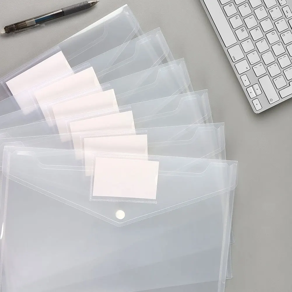 

Clear Document Folder File Organizer Storag PVC With Label Pocket Snap Button File Envelope Paper Storage Office Organizers