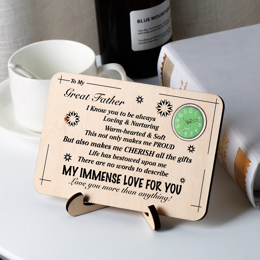 Деревянные часы моему отцу прямоугольные настольные с изображением