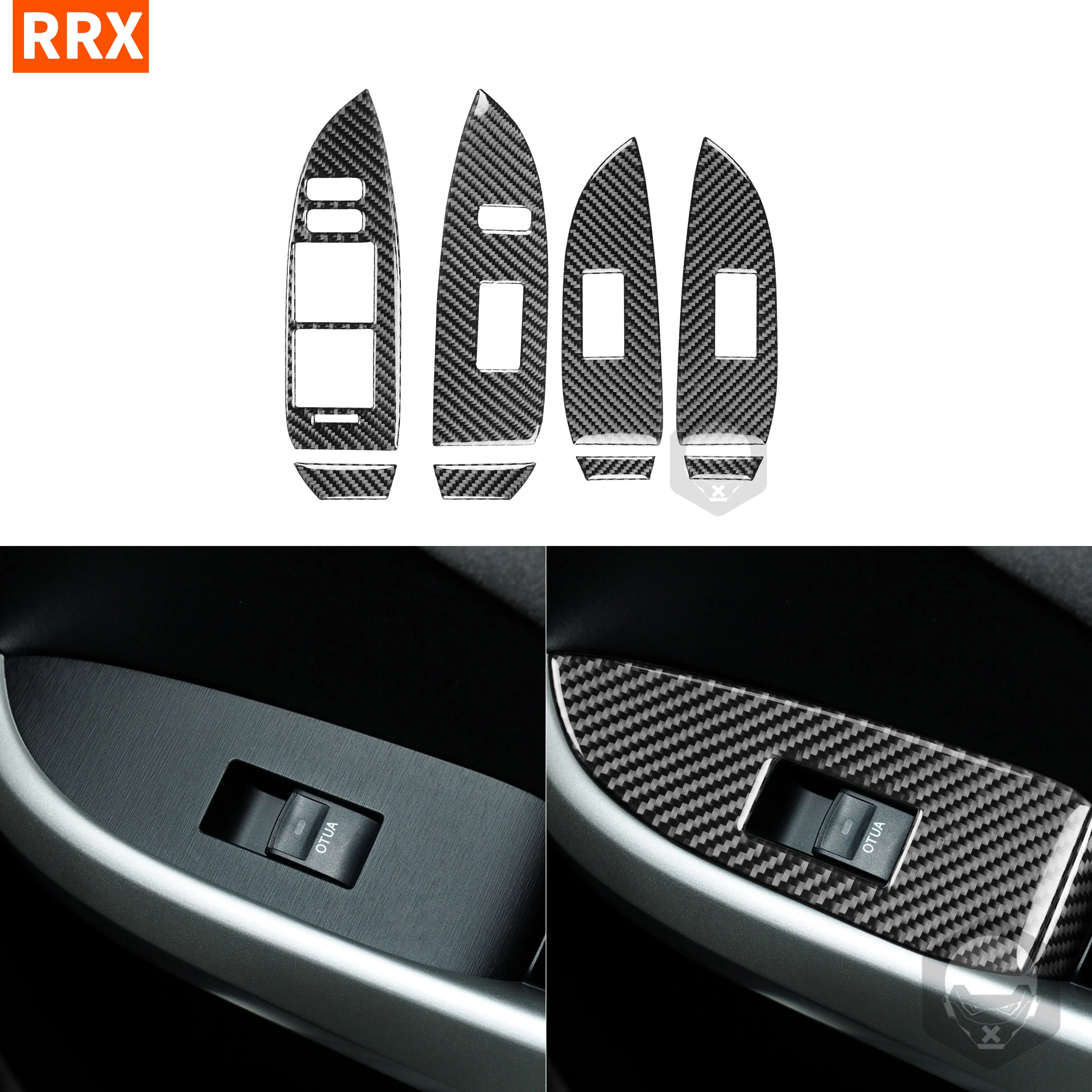 

Наклейки из углеродного волокна 8 шт., панель переключателя управления дверью и стеклом, автомобильные аксессуары для интерьера Toyota Prius XW30 ZVW30 ZVW35