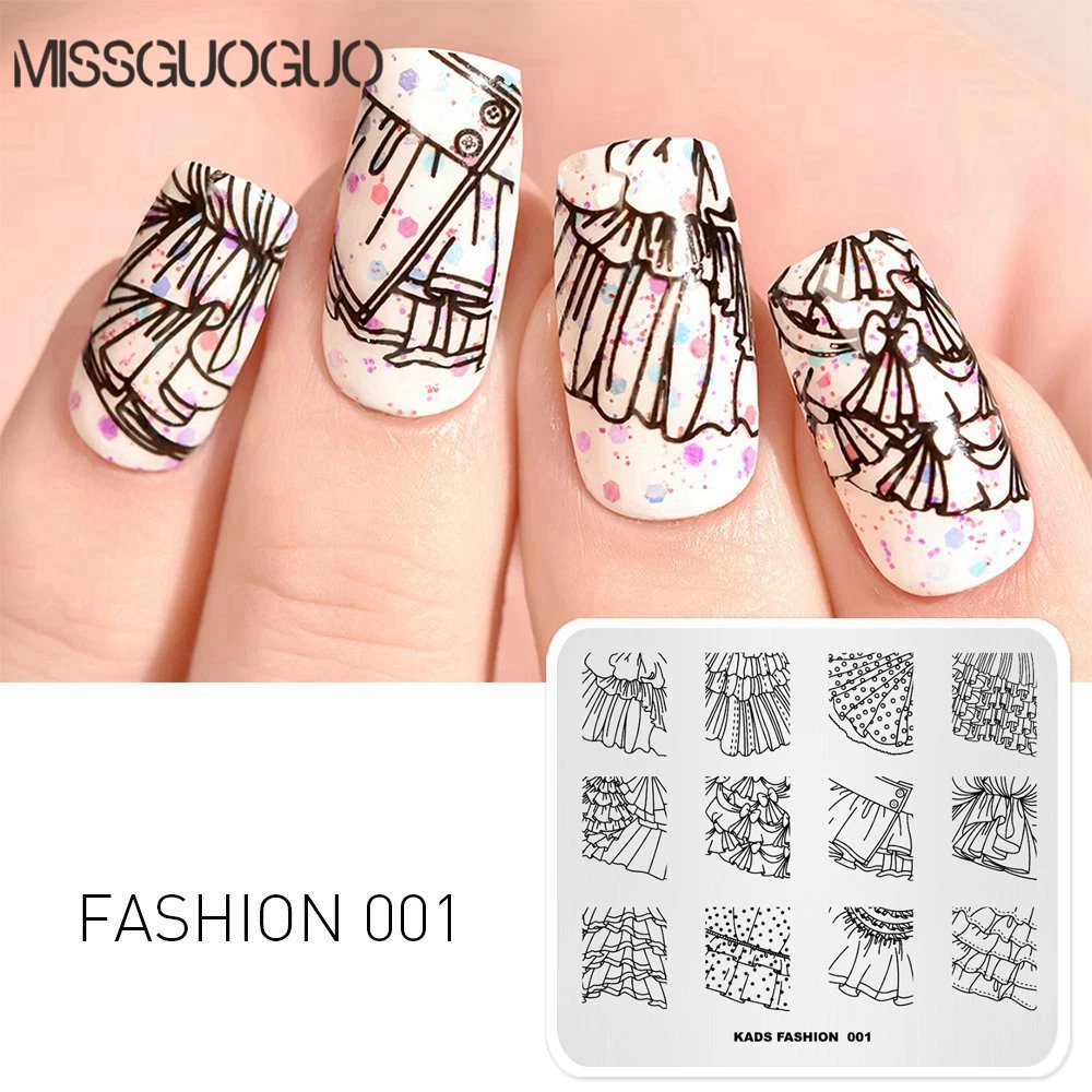 

Пластины для стемпинга ногтей KADS 001, модные трафареты для дизайна ногтей, юбок, маникюрных инструментов