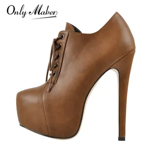 Женские ботильоны на шнуровке Onlymaker, ботинки на высоком каблуке-шпильке, большой размер, боковая молния, модные ботинки