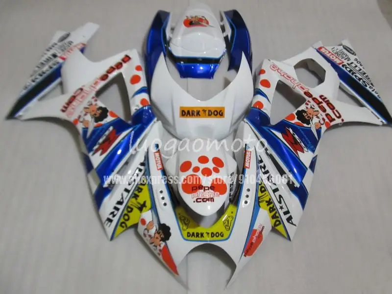

Набор обтекателей для мотоциклов Suzuki GSXR1000, наборы обтекателей кузова, 2007, K7, K8, белого и синего цветов, 07, 08 +, 7 подарков, 2008