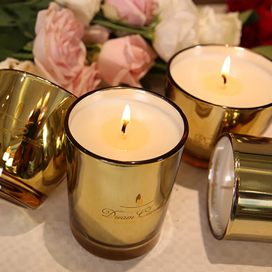 Натуральное Соевое Золото батарея без свечей свадебное украшение Арома