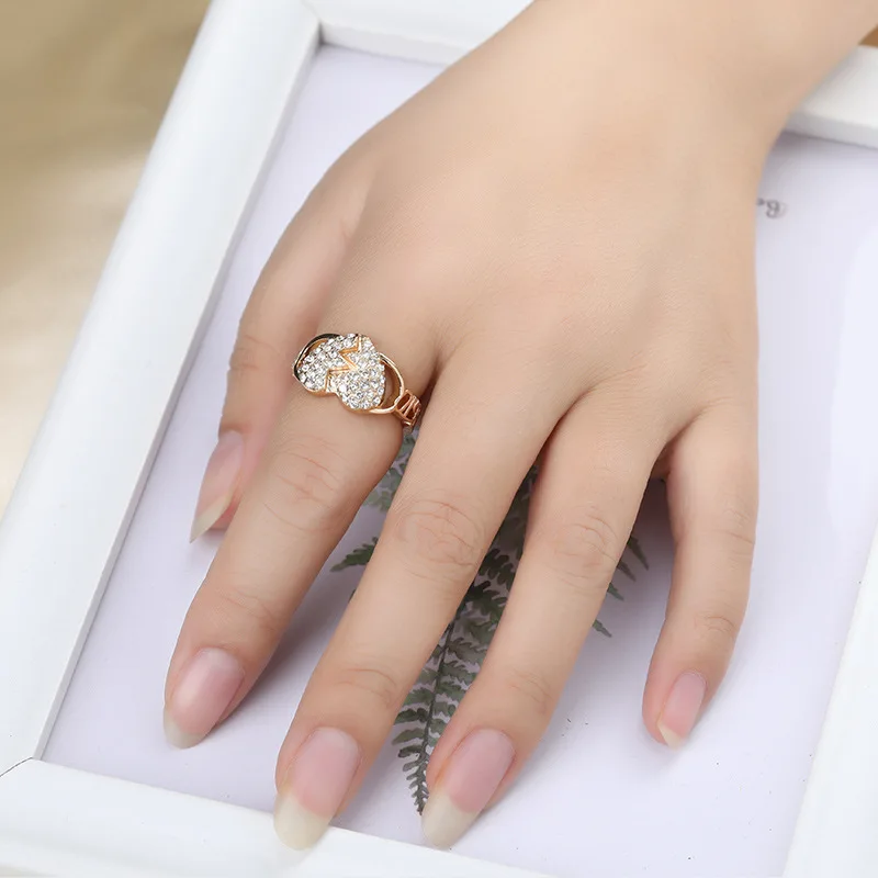 

Dainty Female White Zircon Ring Charm Gold Silver Color Open Wedding Rings For Women Vintage Crystal Stone Heart Engagement Ring