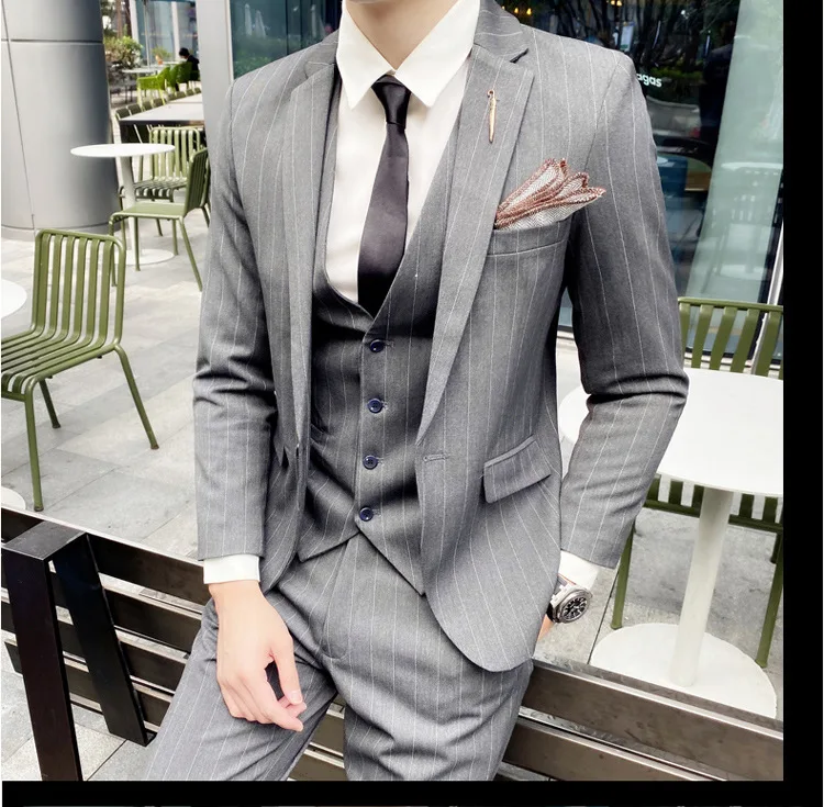2020 Модный Новый мужской костюм светло-серый королевский формальные 3 предмета