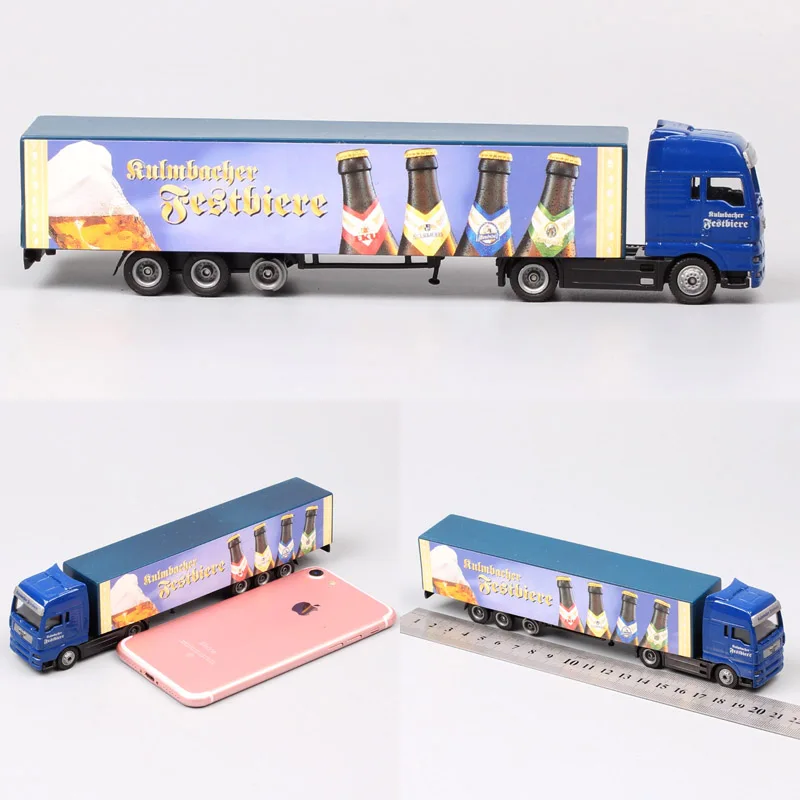 Красный 1/87 Scale Mini Small Germany Advertising AD Media container Cargo trailer tow Truck Diecasts& Toy Vehicles model Cars souvenir - Цвет: Красный