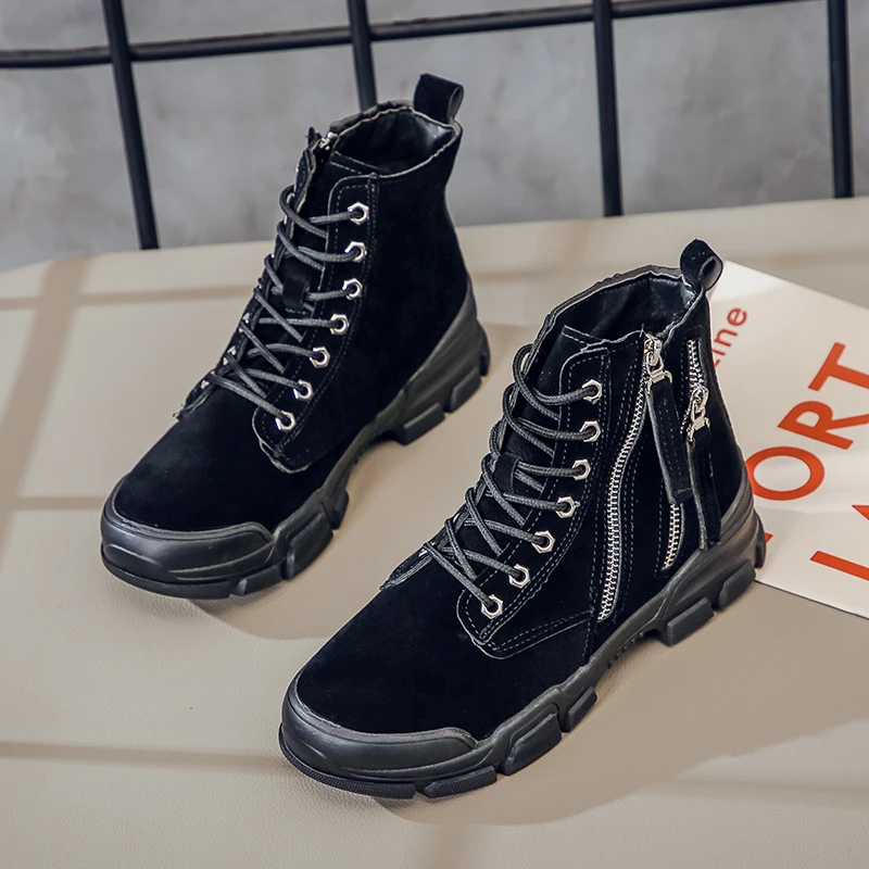 Женские ботинки на молнии из искусственной замши толстой платформе женская