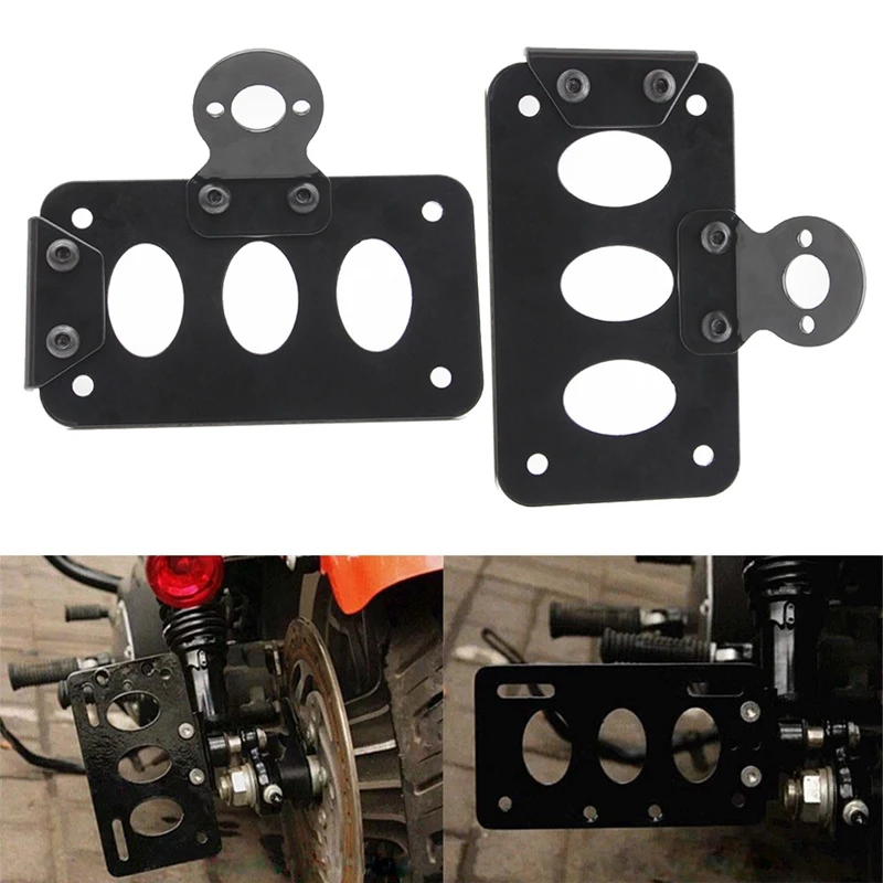Черный мотоцикл боковое Крепление номерного знака Кронштейн поплавок Чоппер