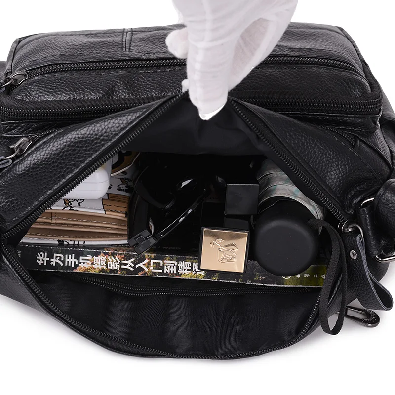 

Elegant Black PU Leather Plaid Crossbody Bags for Women Pure Color Lightweight Satchels Ladies Casual Shopping Shoulder Bag Sac