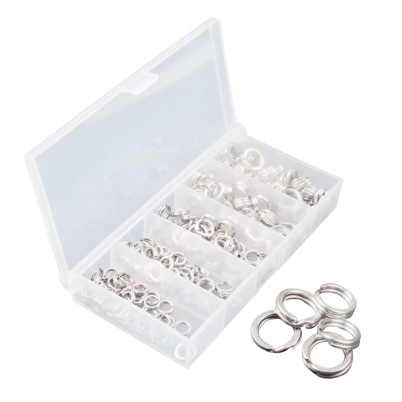 LUSHAZER 200 шт. разделенное кольцо из нержавеющей стали Ассорти рыболовные снасти