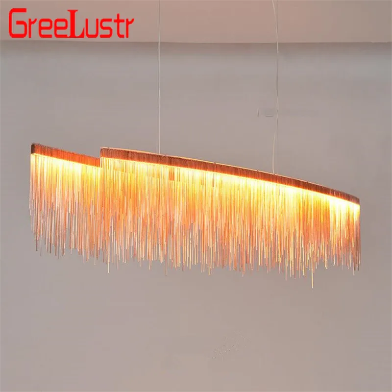 Розовый золотой дизайн с кисточками светодиодная люстра чердак цепь светильник