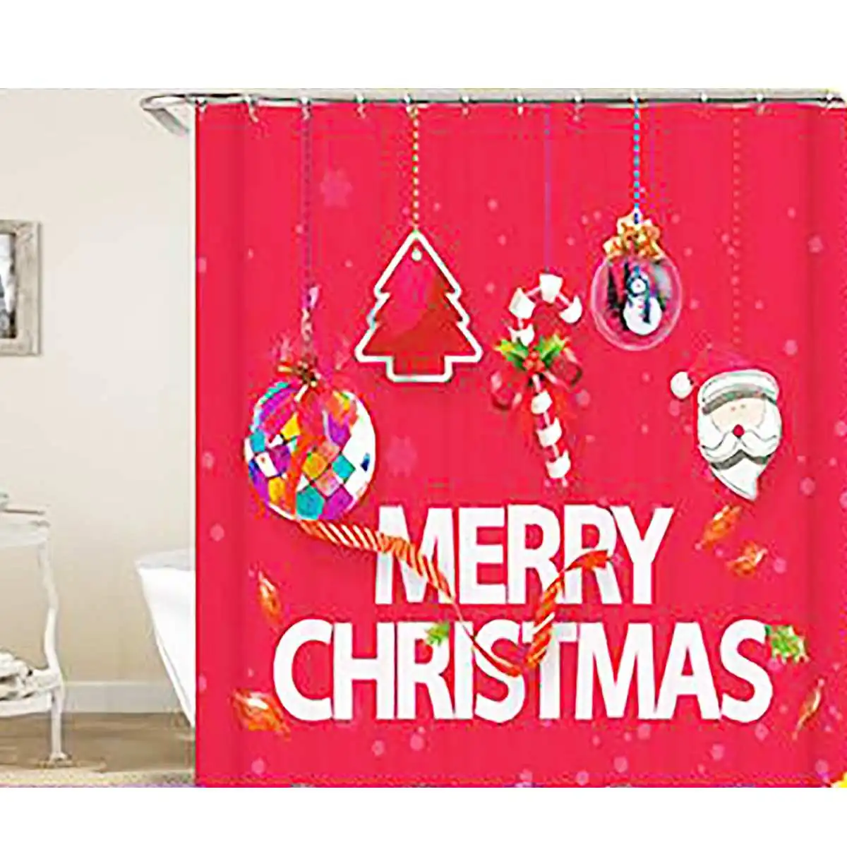 Type 1 Merry Christmas, водонепроницаемая занавеска для ванной, Рождественский Санта Клаус, коврик для ванной, крышка для унитаза, полиэстер/фланелевая занавеска для душа - Цвет: Type 1
