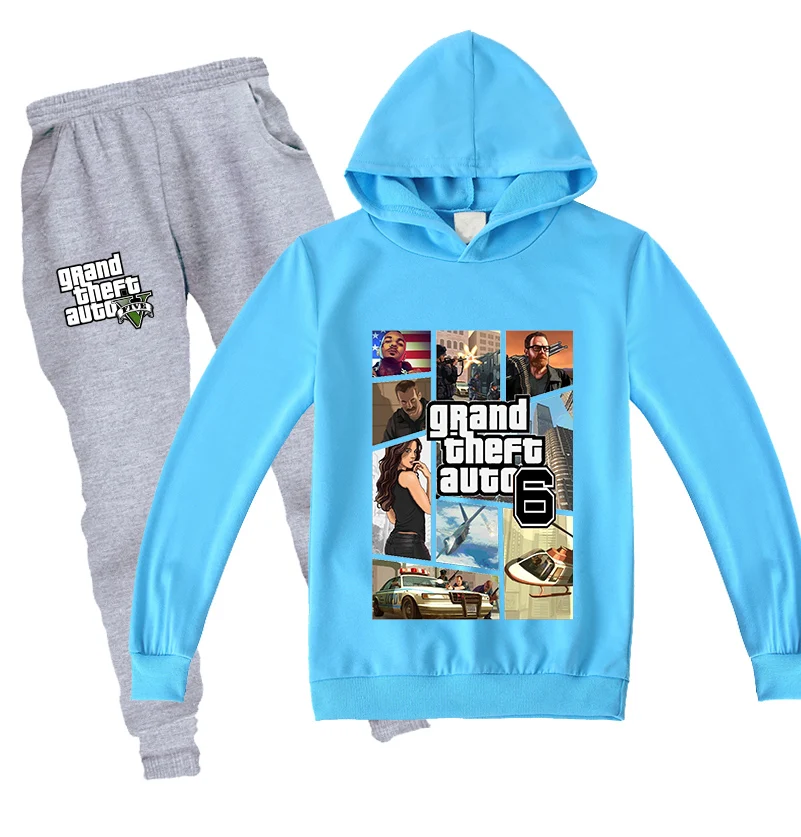 2020 New Theft Auto Gta V 5 Children Hooded Sweatshirt Pants 2pcs Sets GTA Game Boys Long Sleeve Hoodies Suit Girls Clothing | Детская