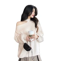 halter strapless long sleeve womens sweaters pullovers thick mid length knitted tops fashion pull femme jumper