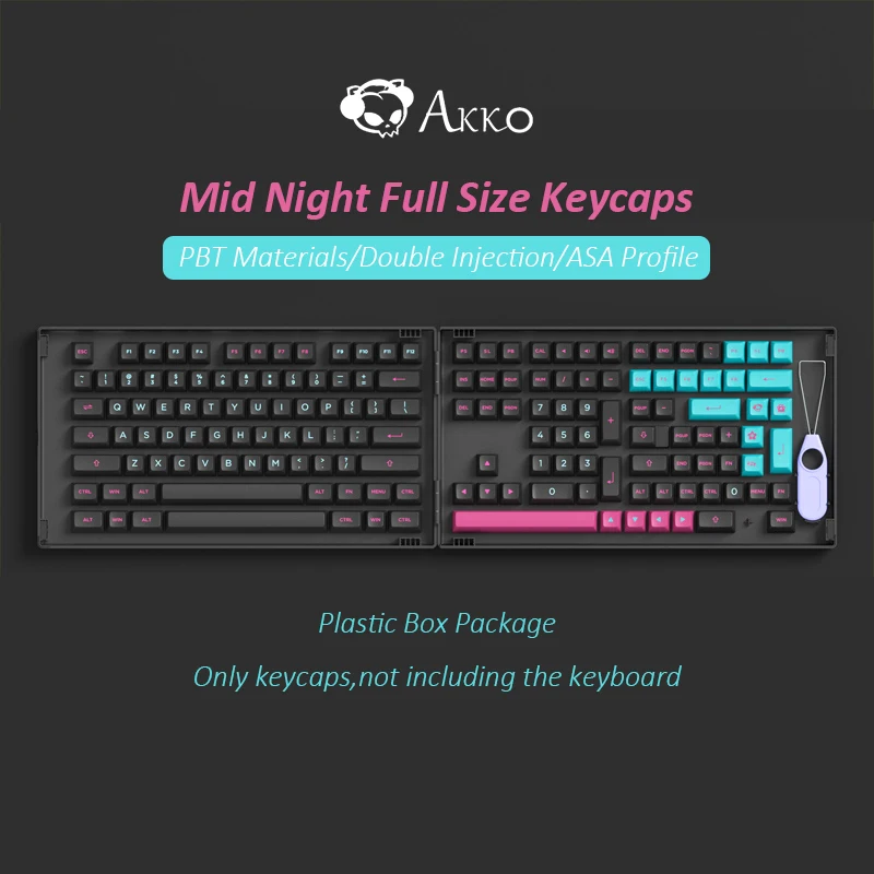 

Оригинальный полноразмерный Набор колпачков для клавиатуры AKKO Middle Night PBT с двойным впрыском 158 для механической клавиатуры 61 68 87 104 раскладка...