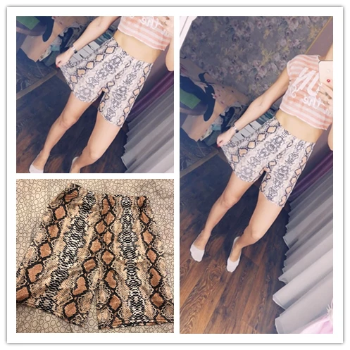 Женские леггинсы со змеиным принтом летние брюки с змеиной кожи спортивные