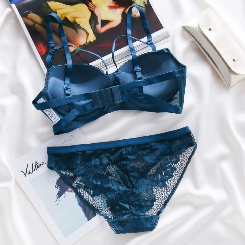 Прозрачный комплект нижнего белья сексуальный кружевной с вышивкой бюстгальтер