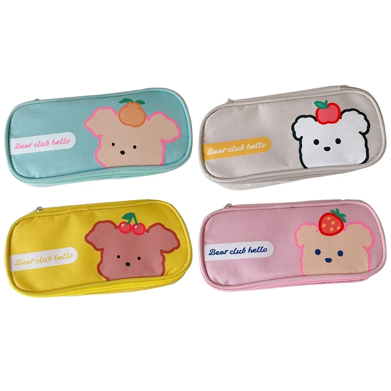 

H7JF Large Storage Canvas Pencil Bag Stationery Organizer for Adults Students Teens