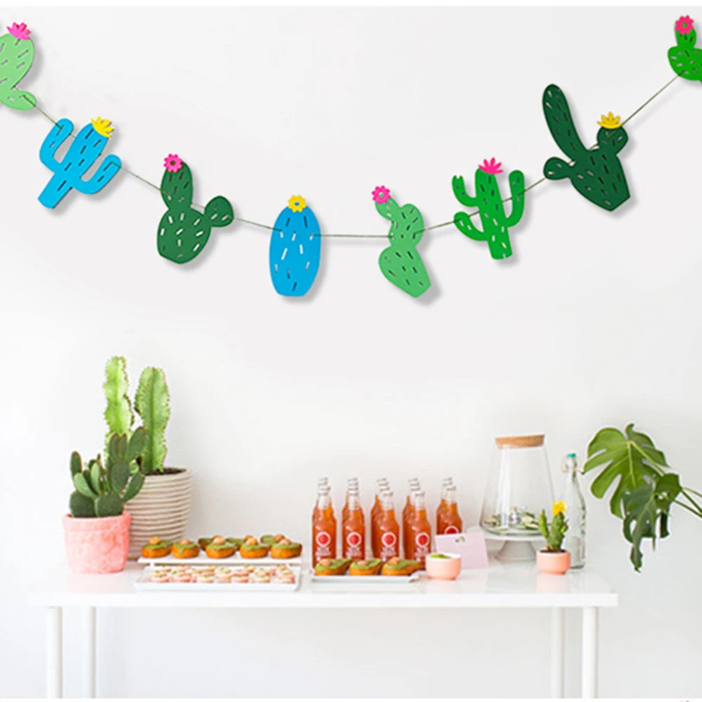 1 комплект нетканое полотно с рисунком кактуса баннер гирляндами флаг гирлянда