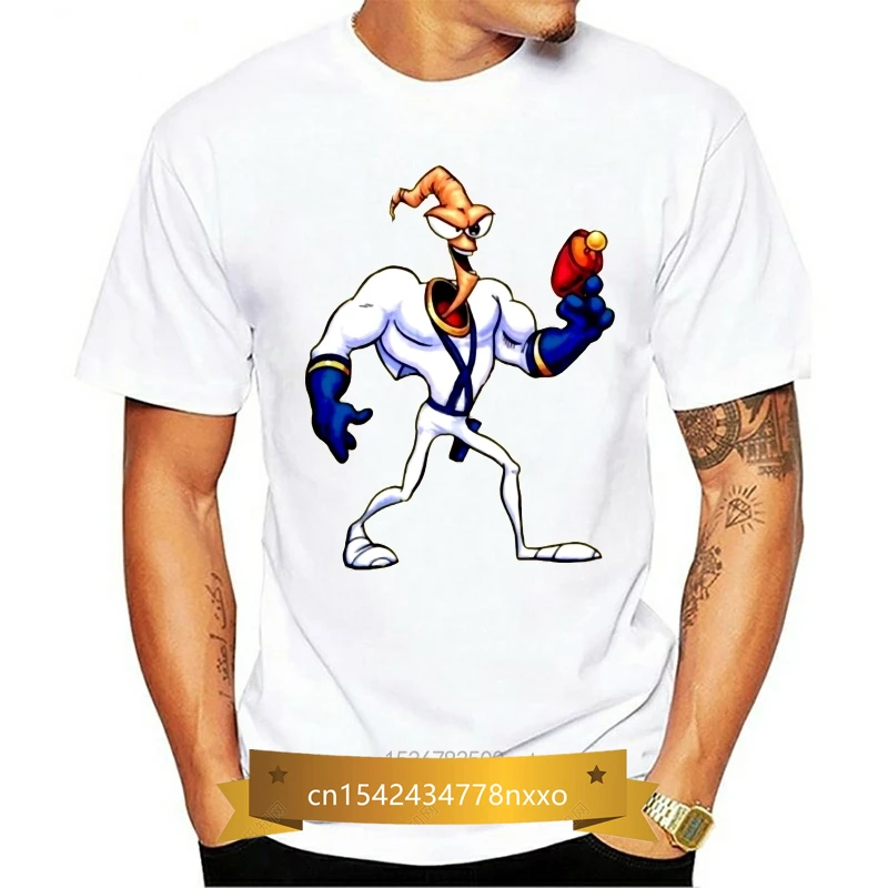

Retro snes game worthworm jim character video game fan t shirt