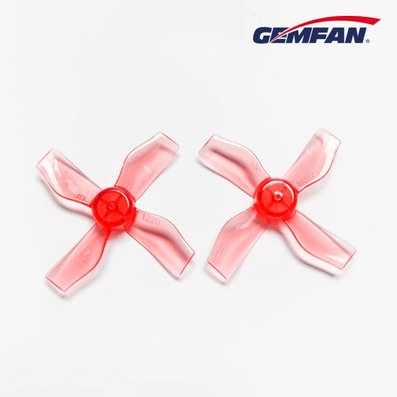 Gemfan 1220 1.2x2x4 31mm 4-blade 1mm Clear Red propeller