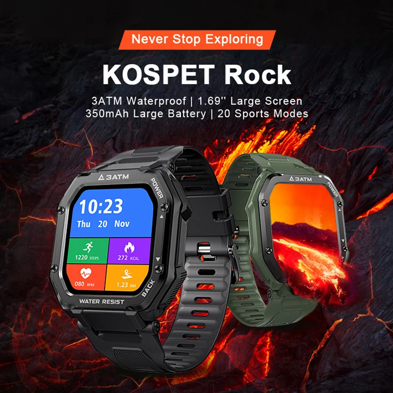 

2021 Смарт-часы KOSPET ROCK Прочные часы для спорта на открытом воздухе IP68 Водонепроницаемый фитнес-трекер монитор артериального давления Смарт-ч...
