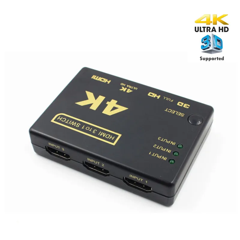 Переключатель HDMI с 3 портами 4K * 2K сплиттер бокс Ultra HD для DVD HDTV Xbox PS3 PS4|Кабели HDMI| |