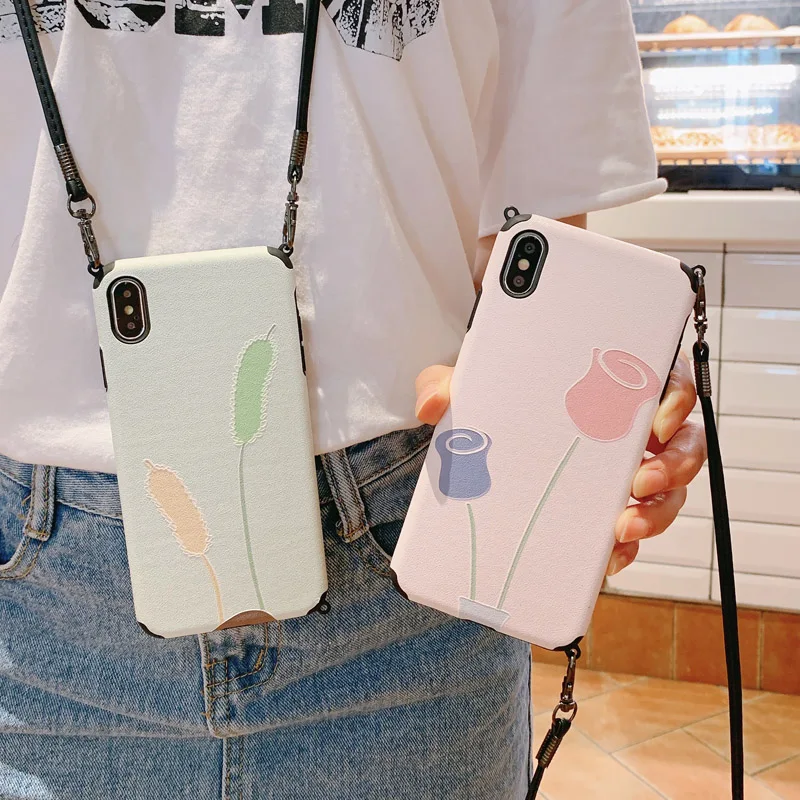 Мягкий силиконовый чехол для телефона iPhone 11 Pro Xs Max Модный с перекрестными лямками