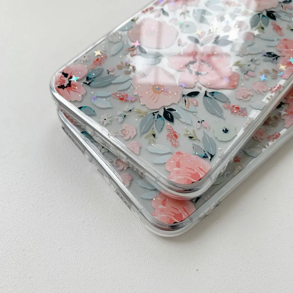 Color floral glitter TPU soft phone case for iPhone SE2020 11 128gb Pro X XS Max XR 7 8 Plus strong shockproof back cover | Мобильные