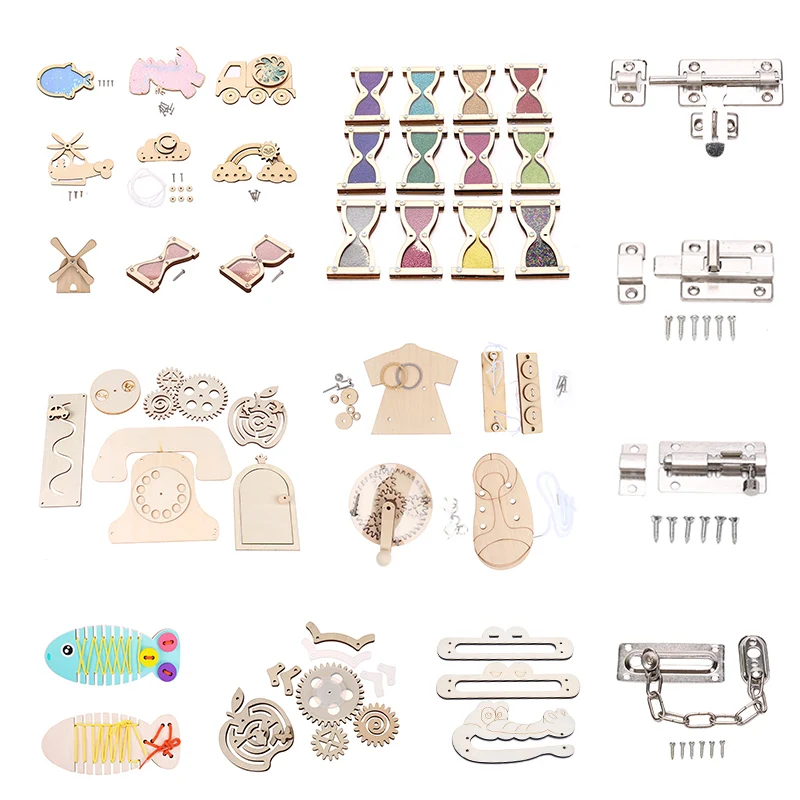 Children Montessori Busy Board Accessories Wood DIY Toy Material Early Education Activity Board Parts 1 Set