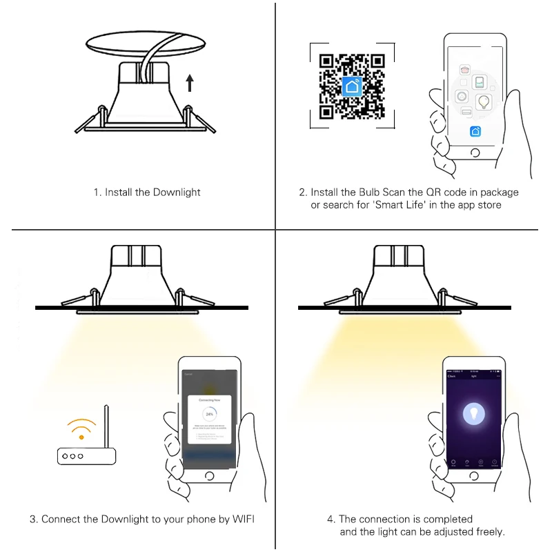 

LED Downlight WiFi Smart APP Dimming Round Spot Light 9W RGB Color Changing Warm Cool light Work with Alexa Google Home