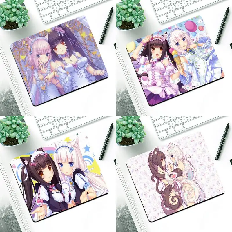

Chocola Nekopara1 Keyboards Mat Rubber Gaming mousepad DeskMat Small Pads Rubber Mouse Mat MousePad Desk Gaming Mousepad Cup Mat