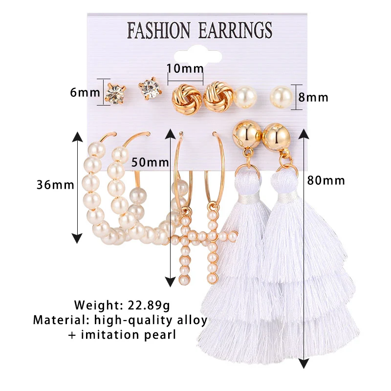 

Vintage Pearl Tassel Earrings For Women Bohemian Earrings Set Big Dangle Drop Earring Brincos Female Fashion Jewelry 2020 Jewelr