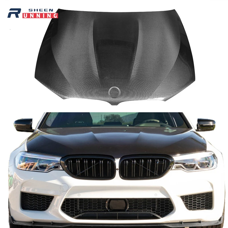 

For BMW 5 Series G30 G31 G38 525li 530li 2016 17 18 2019 2020 F90 M5 Style Conversion Real Carbon Fiber Hood Engine Bonnet Cover