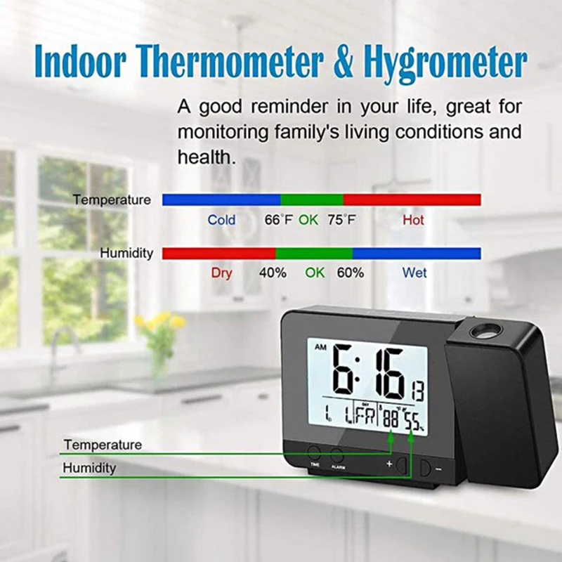 Будильник проекционный для спальни цифровой будильник с функцией повтора и