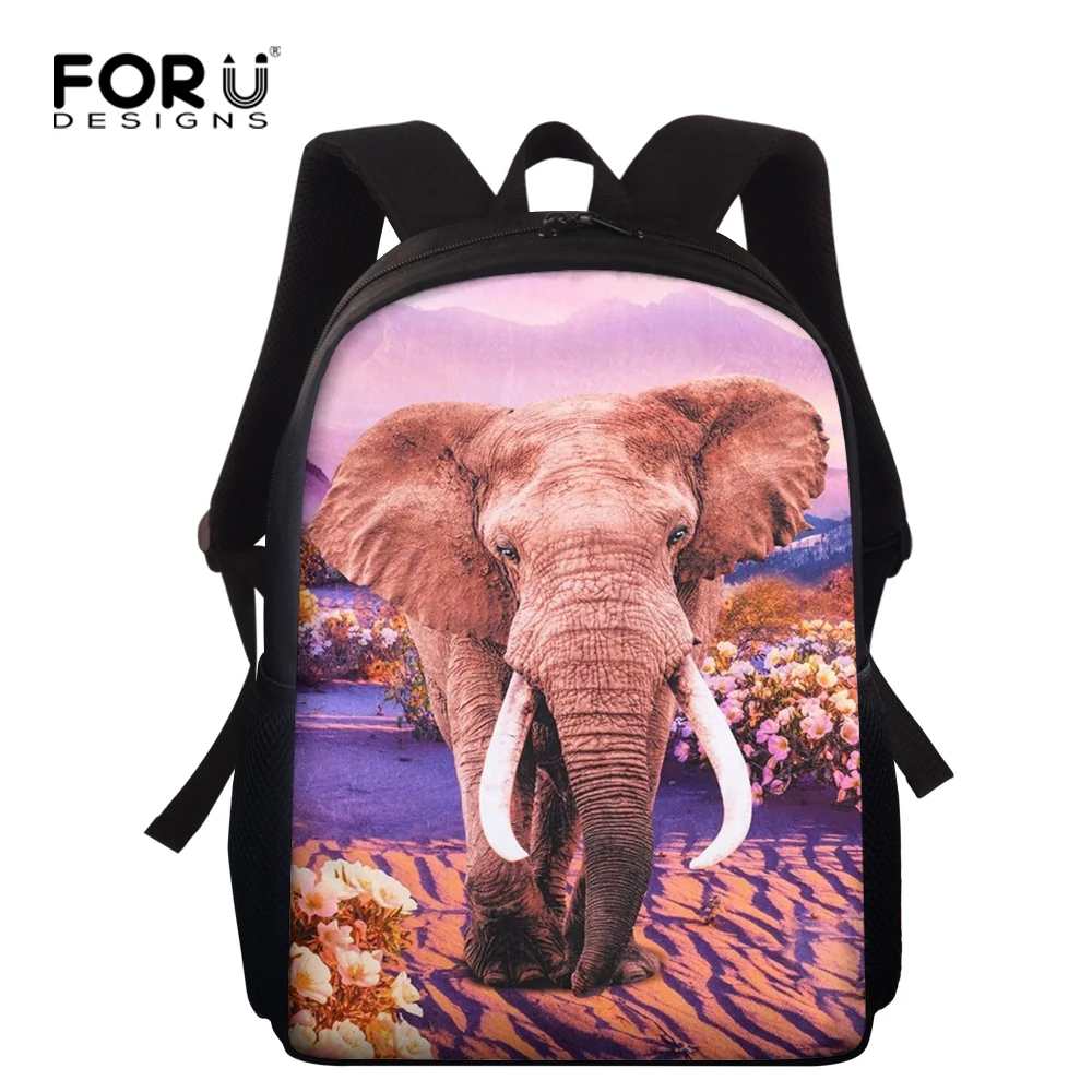 

FORUDESIGNS Printing Elephant School Bag for Little Boys Girls Cute 15inch Children Bookbags Child Kids Book Bag Mochila