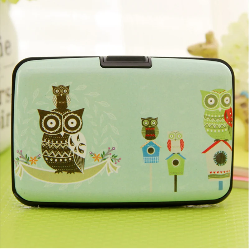 

New Arrival Owl Plastic Box Design Card Holder Credit / Bank Card Case Wallet 7 Pockets