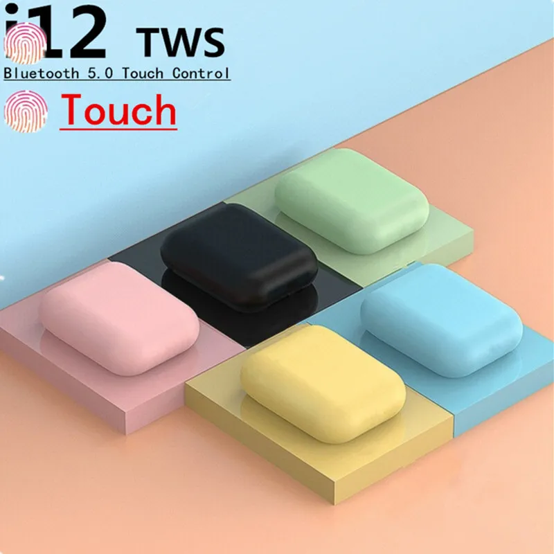 I12 TWS беспроводные наушники Bluetooth 5 0 Macaron Handsfree с микрофоном зарядная коробка для