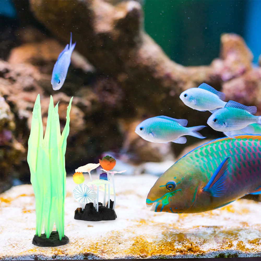 4 шт аквариум светящиеся коралловые завод искусственное водное растение