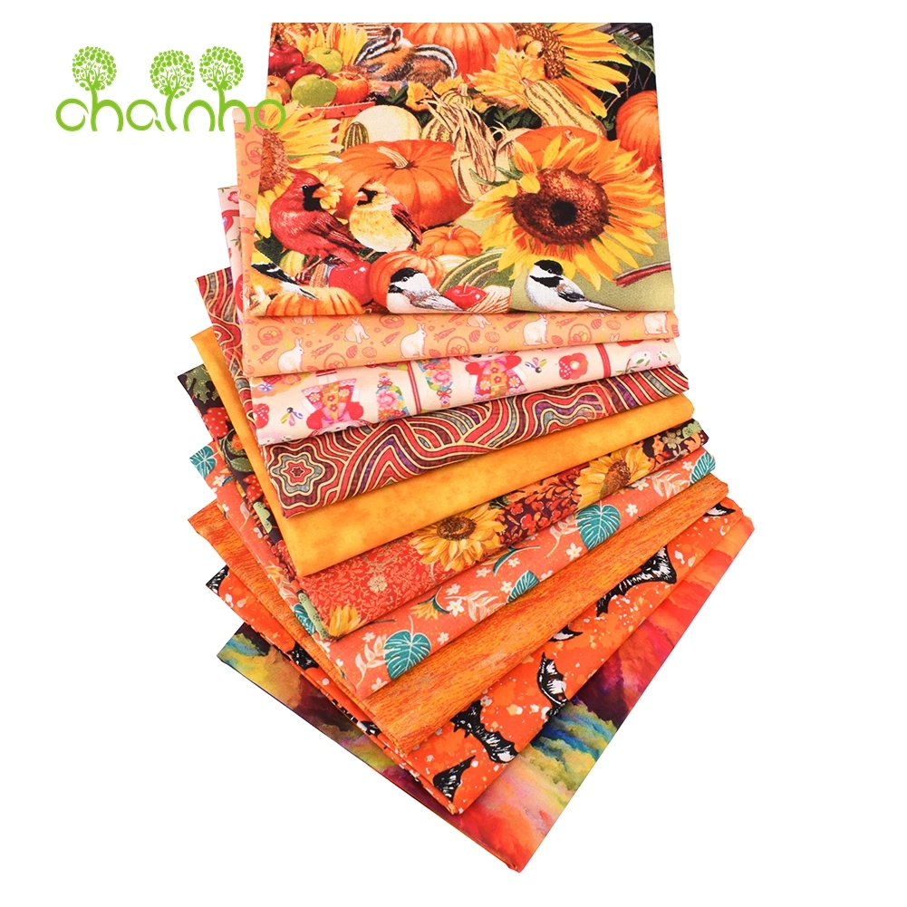 Chainho,Plain Cotton Fabric,Patchwork Cloth,Orange Color Series Of Handmade DIY Quilting & Sewing Crafts,Cushion,Bag Material