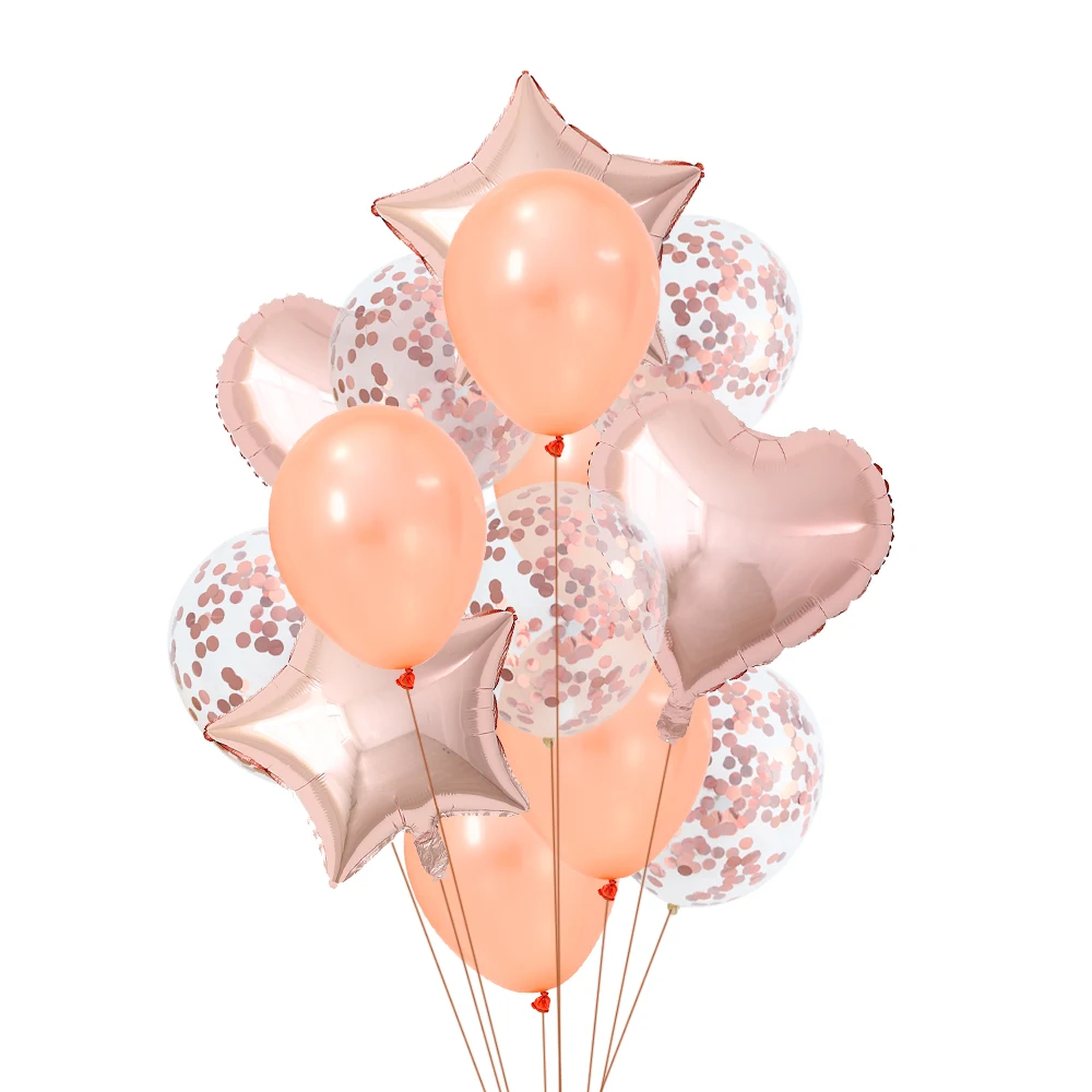 

14pcs Solid Color Latex Balloons Heart Star Gold Confetti Balloon Birthday Party Decoration Kids Adult Air Balls Wedding Decor